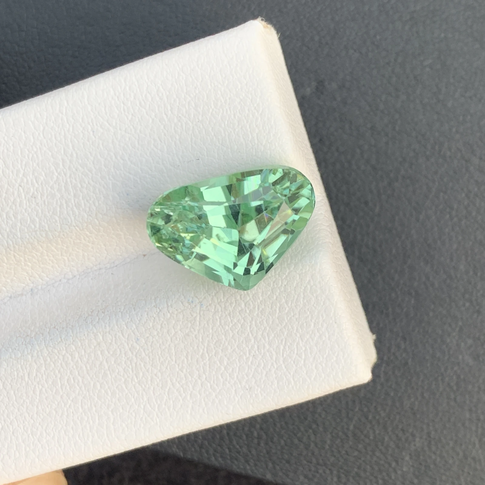 Natural Green Kunzite Radiated 8.95 Carat Faceted Fancy Shape Gemstone — view 2